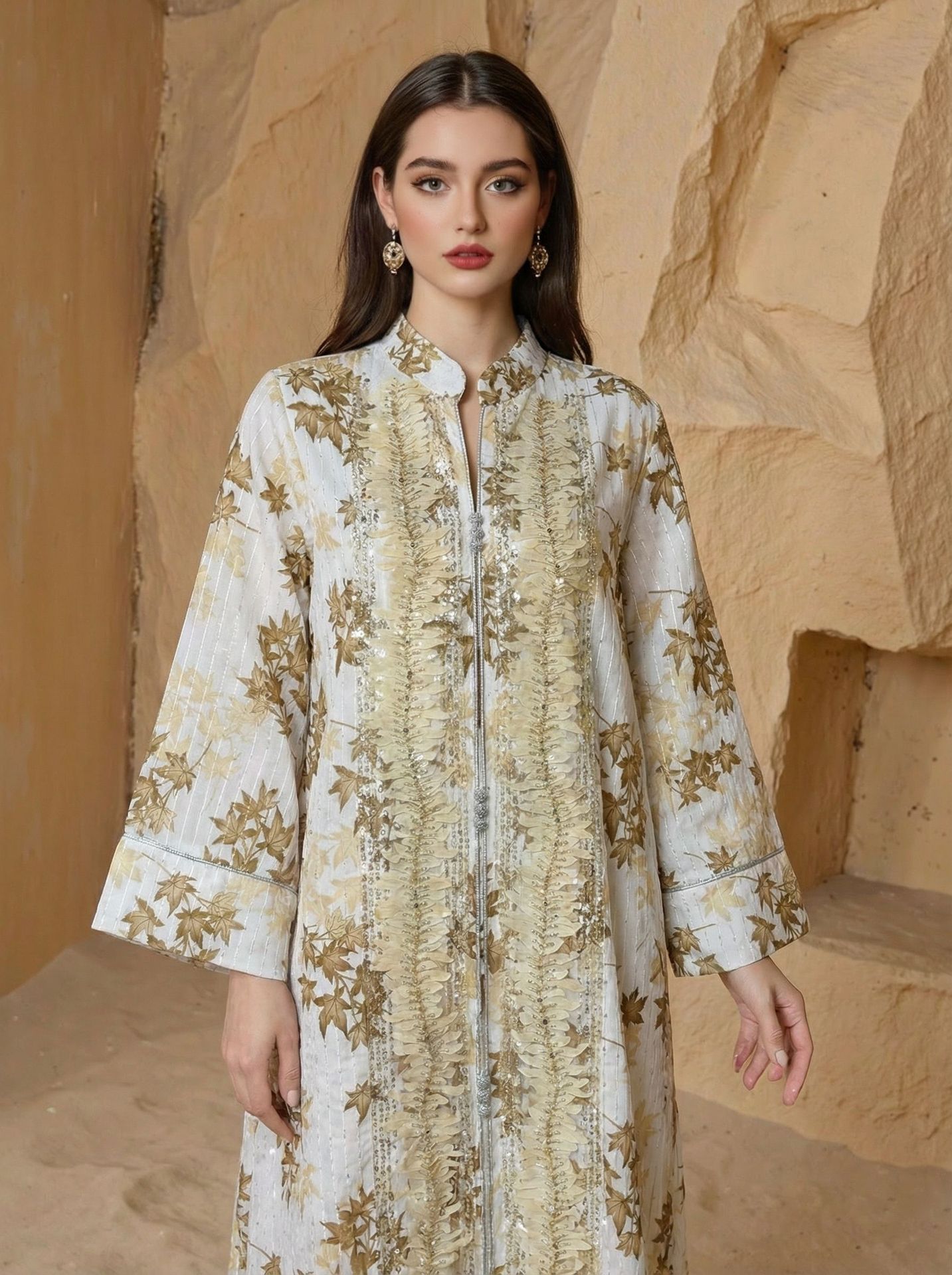 Muslim Party Dress for Women Jalabiya Abaya Ramadan Long Dresses Abayas Woman Kimono Print Caftan - detail 3
