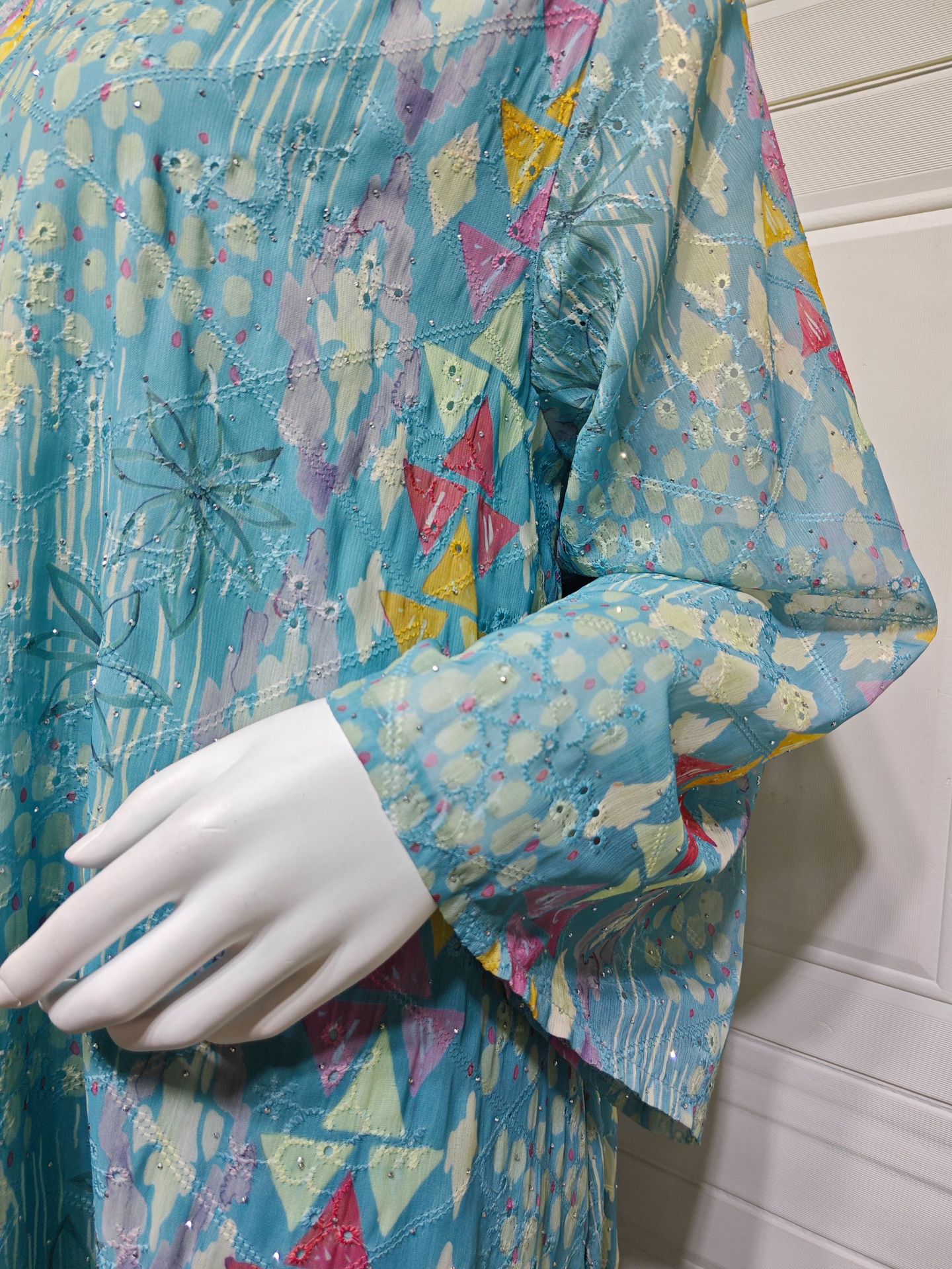 Dubai Luxury Floral Embroidery Abayas Muslim Rhinestone Decorated Loose Dress Women Clothes - detail 12
