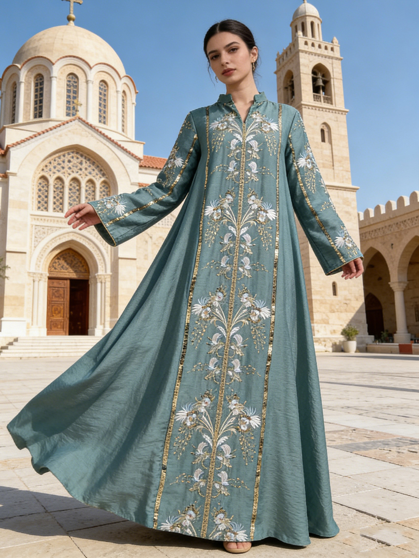 Abaya Women Party Dress Kaftan Jalabiya Elegant Muslim Dubai Ramadan Caftan long Robe - detail 7