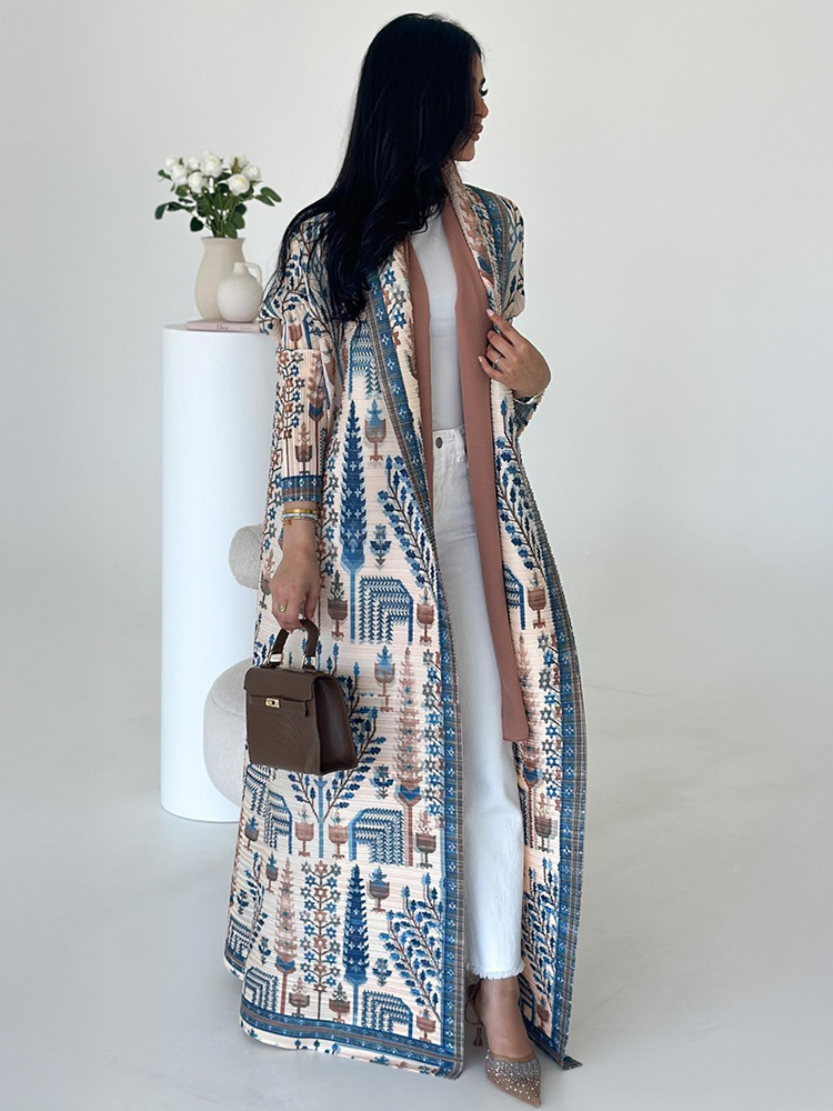 Women Fashion Abaya Vintage Printed Cardigan Design Loose Large Size Elegant Female Luxury Robe - detail 2