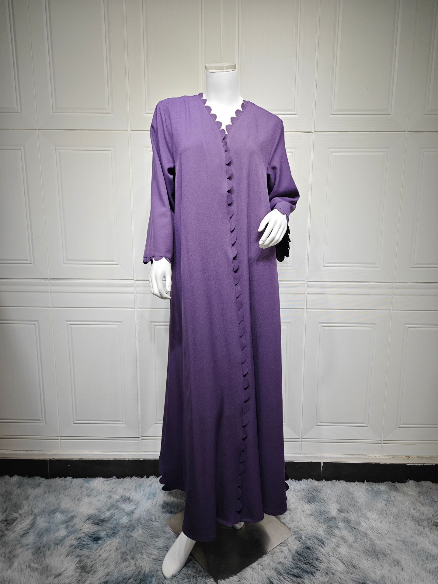Women Abaya Cardigan Dress with Scarf Muslim Caftan Robe Jalabiya Ramadan Dubai Kaftan Abayas - detail 4