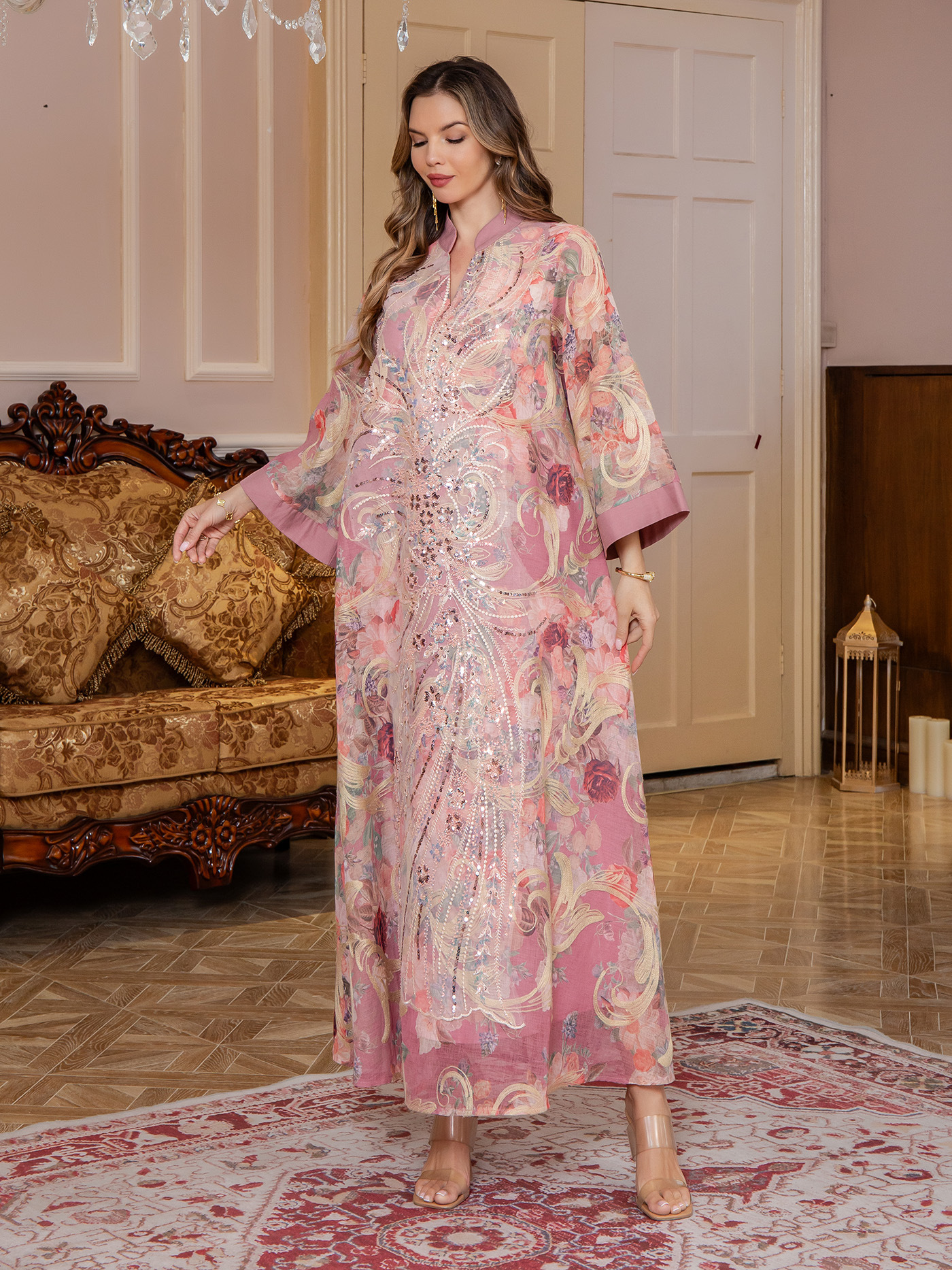 Evening Dresses Arab Long Robe Embroidery Muslim Women Party Jalabiya Ramadan Dubai Abayas Kaftan Islam - detail 5