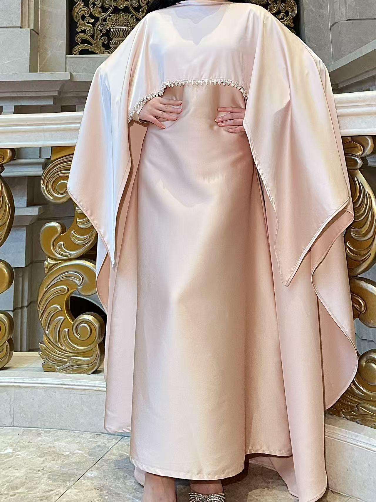 Elegant Pearl Chain Abaya Modest Abaya Muslim Hijab Ramadan Daily Commute Abaya Dubai Style Modest Robe - detail 10