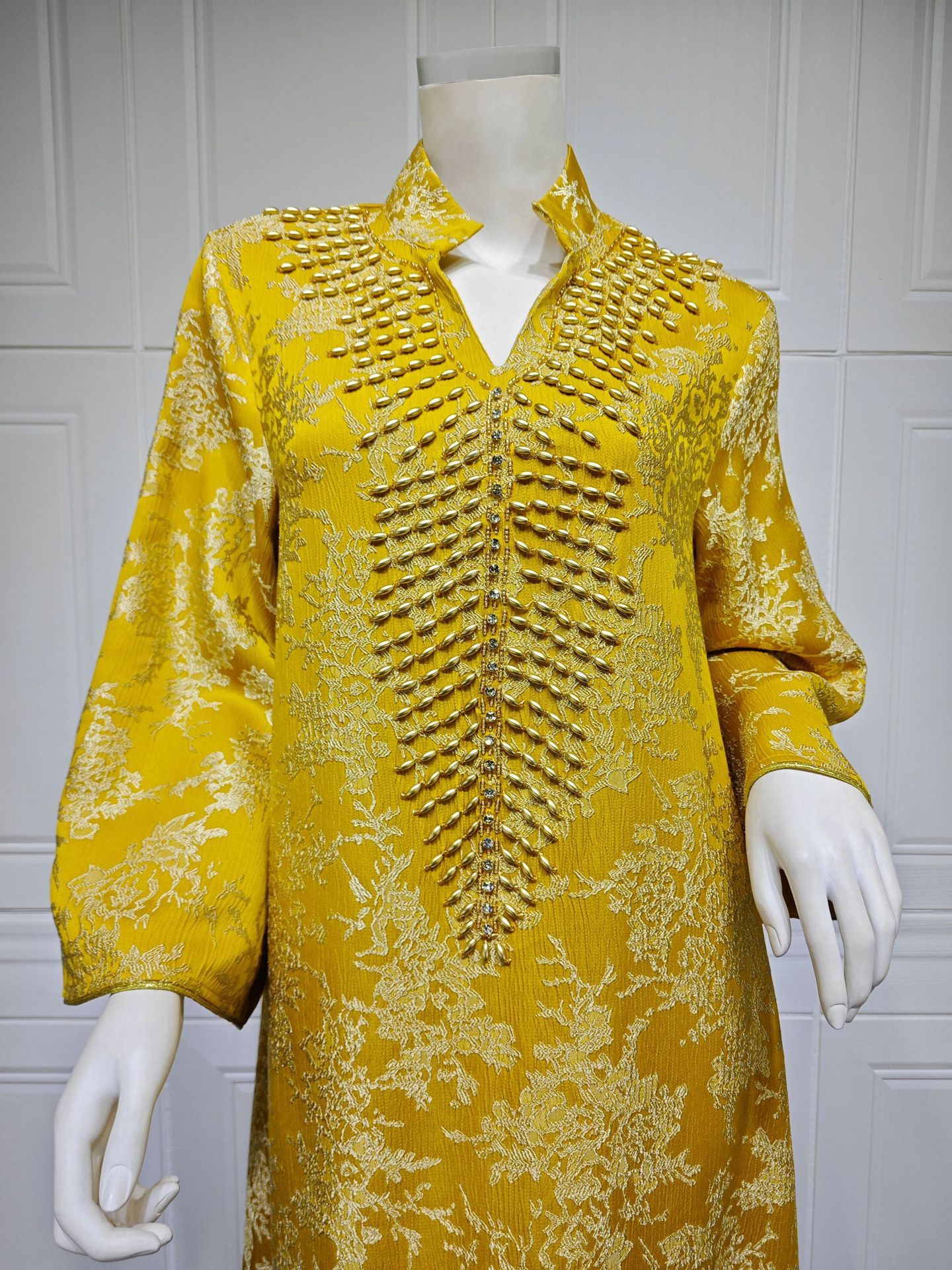 Muslim Dress for Women Abaya Beading Stand Collar Jalabiya Party Dresses Abayas Kaftan Abaya Arab Long Robe - detail 9
