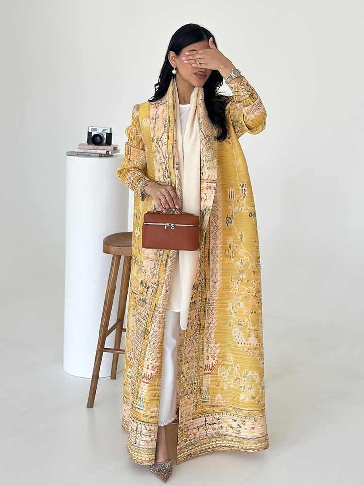 Women Fashion Abaya Vintage Printed Cardigan Design Loose Large Size Elegant Female Luxury Robe - detail 9