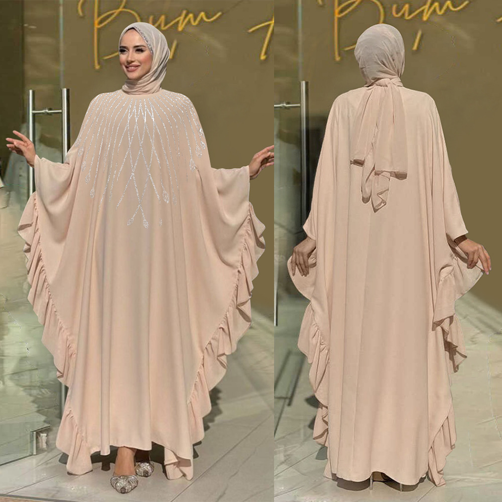 Middle East Muslim New Fashion Women's Elegant Trendy Daily Casual Luxury Diamond Studded Dresses Female Abaya - detail 6