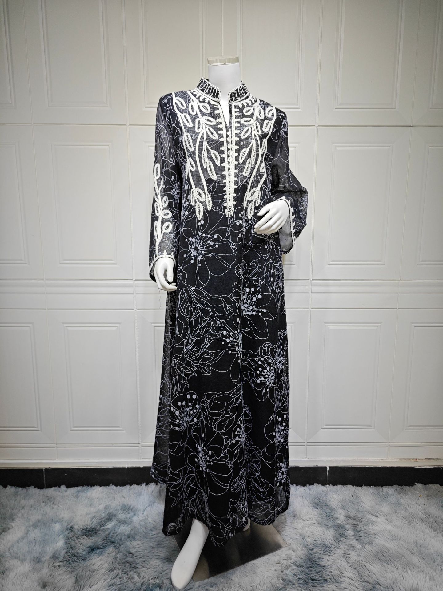 Long Dress Women Eid Muslim Abaya Party Dresses Embroidery Dubai Abayas Ramadan Kaftan Islam Arab Jalabiya Robe - detail 1