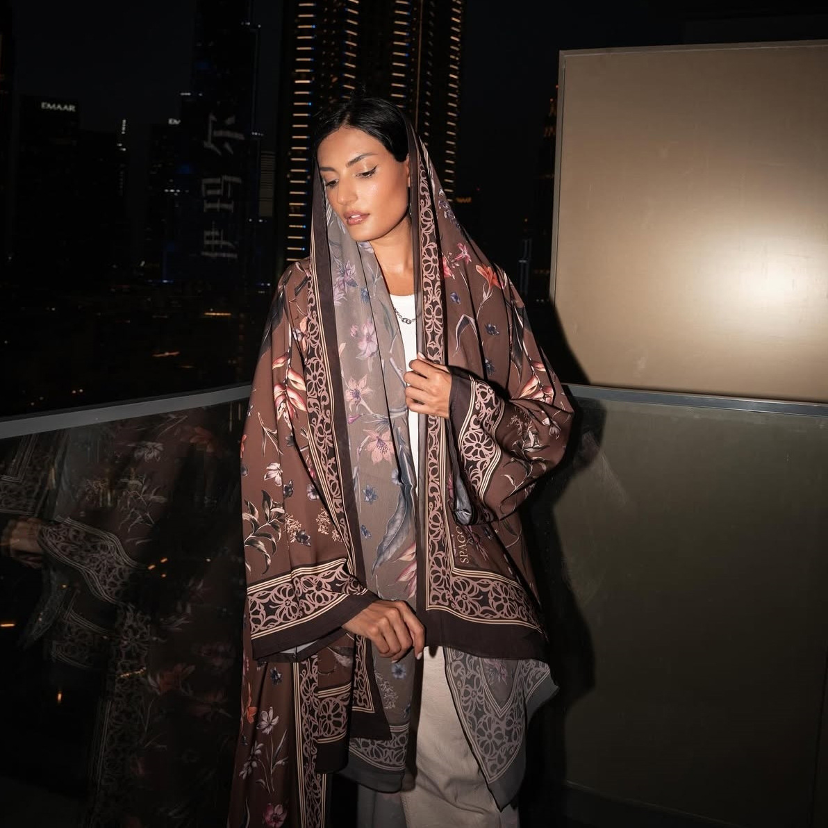 Elegant High Street Swing Vacation Jackets New Women's V Neck Autumn Coat Floral Print Long Sleeved Loose Muslim Cardiga - detail 6
