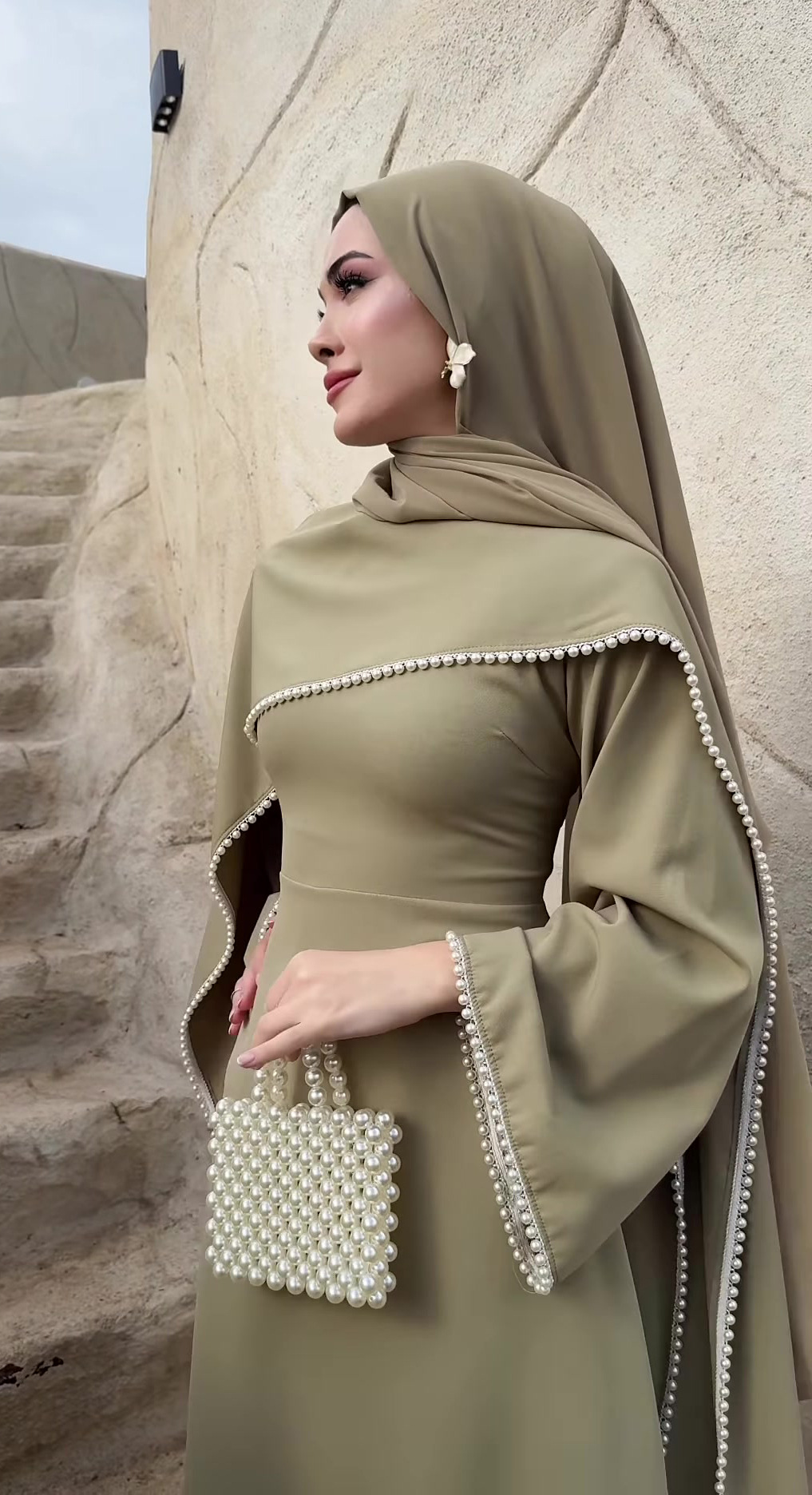 Elegant Long Sleeves Dresses Spring Women Bell Sleeve Long Dress High Waist Pullover Loose Knee Length Dress - detail 6