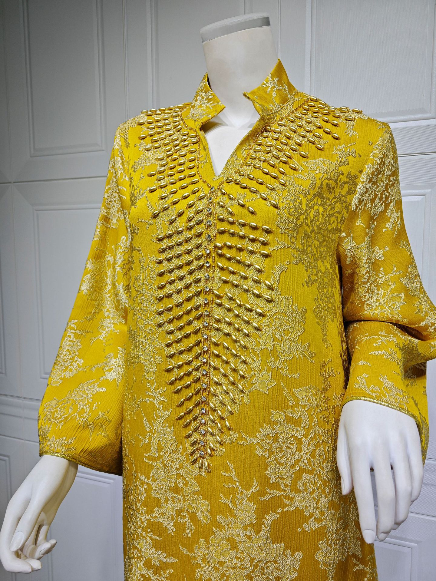 Muslim Dress for Women Abaya Beading Stand Collar Jalabiya Party Dresses Abayas Kaftan Abaya Arab Long Robe - detail 10