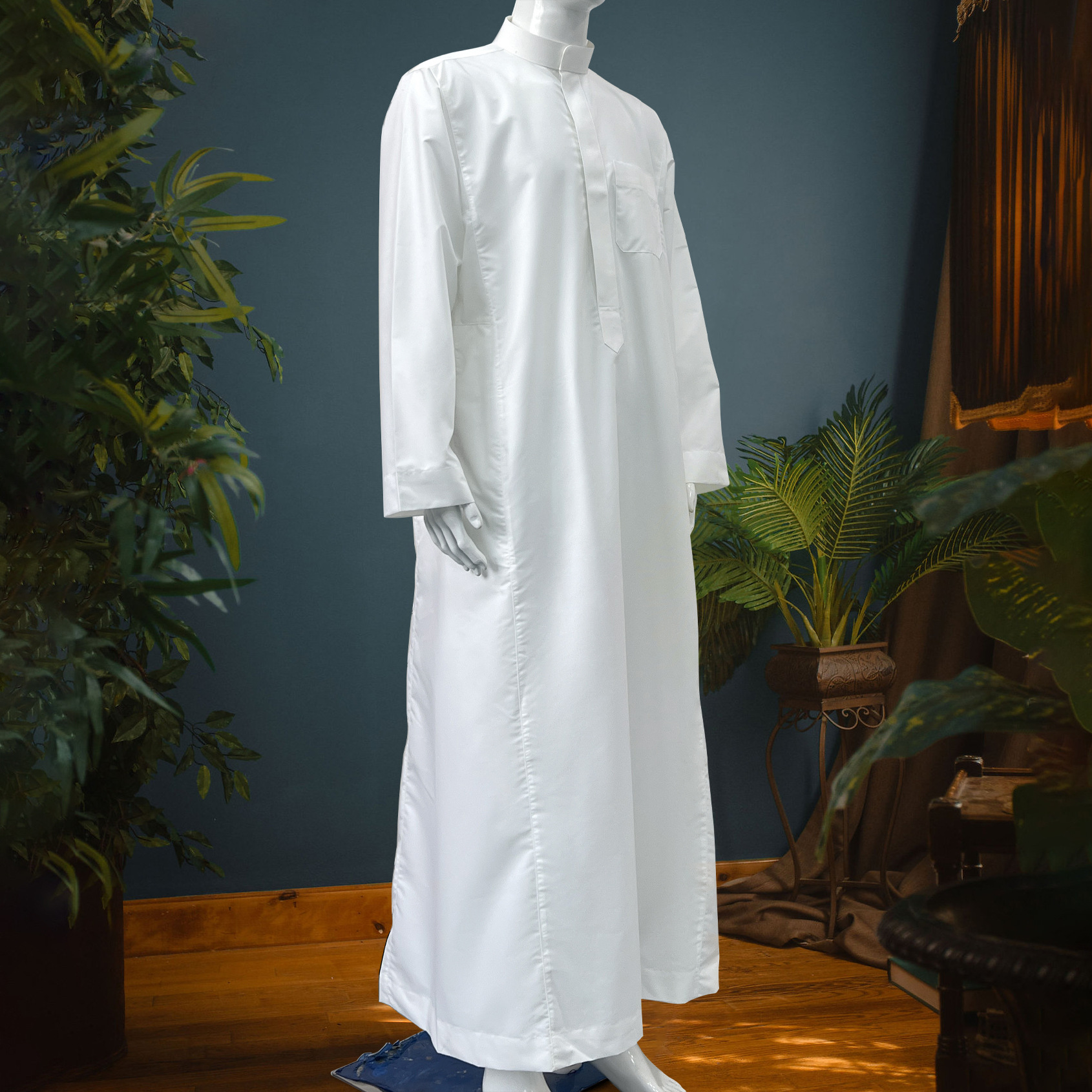 SAUDI AL-ASIL PRIEMER Muslim Men Jubba Thobe Zipper Kimono Dress Saudi Islamic Muslim Clothing Abaya Dubai Arab Dress - detail 12