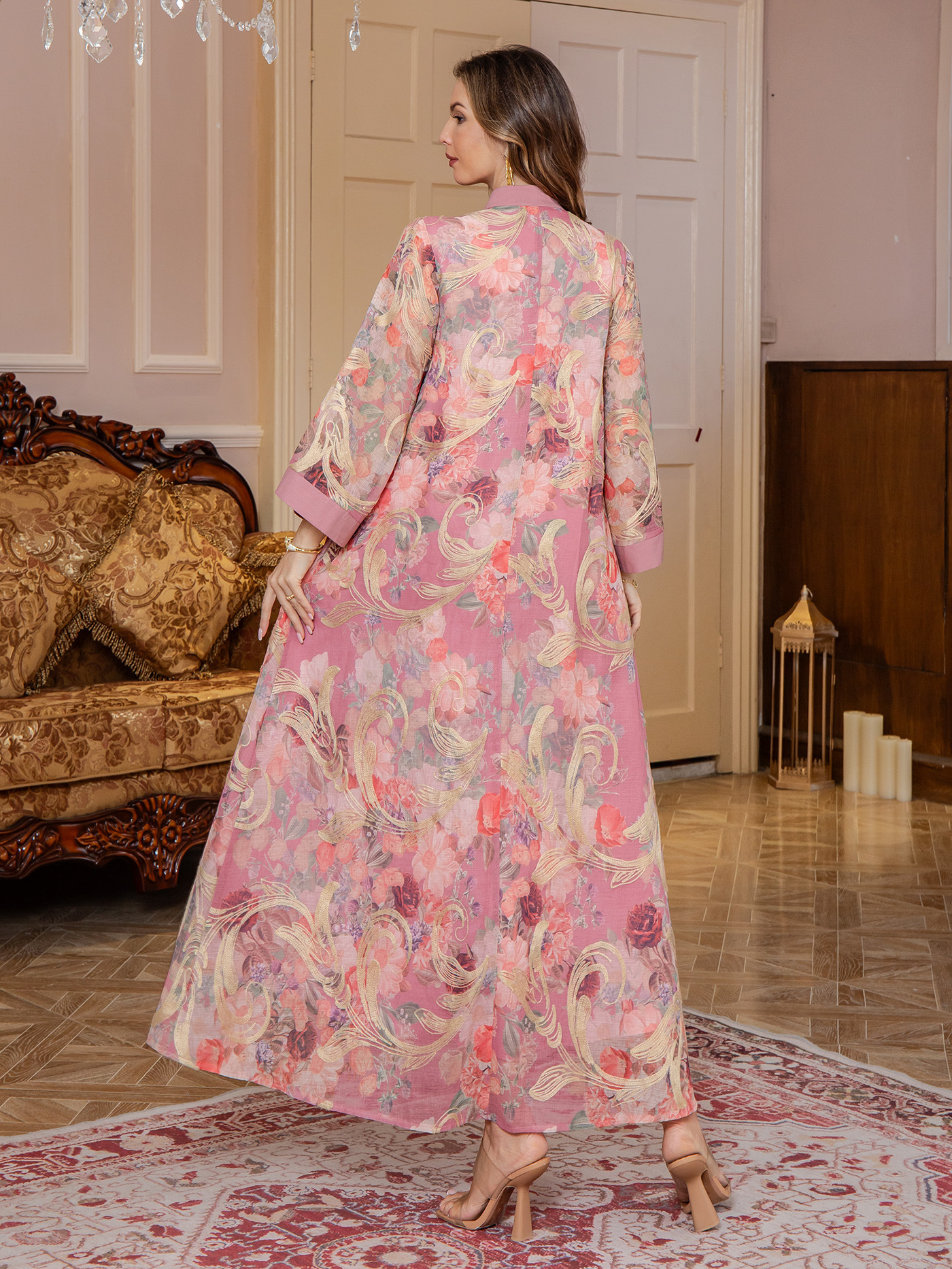 Evening Dresses Arab Long Robe Embroidery Muslim Women Party Jalabiya Ramadan Dubai Abayas Kaftan Islam - detail 2