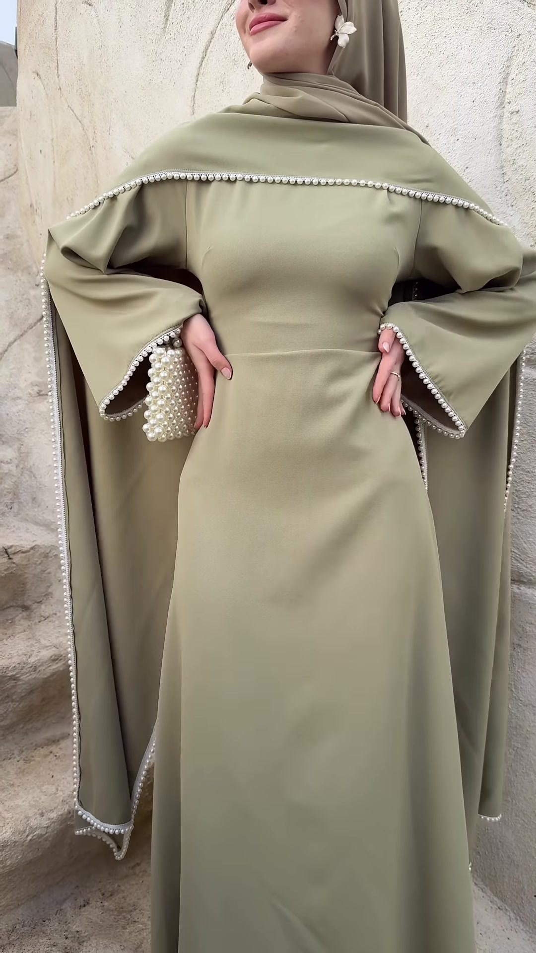 Elegant Long Sleeves Dresses Spring Women Bell Sleeve Long Dress High Waist Pullover Loose Knee Length Dress - detail 4