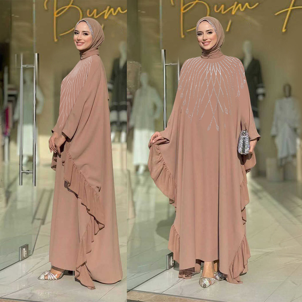 Middle East Muslim New Fashion Women's Elegant Trendy Daily Casual Luxury Diamond Studded Dresses Female Abaya - detail 10
