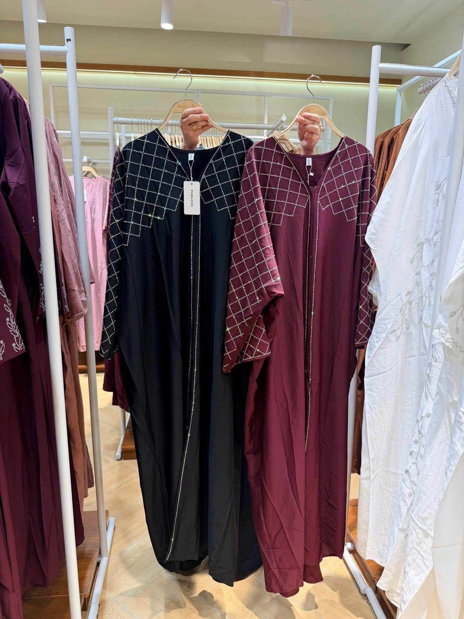 New Retro Style Arabian Mesh Rhinestone Women Dress Ethnic Style Muslim Dress - detail 12